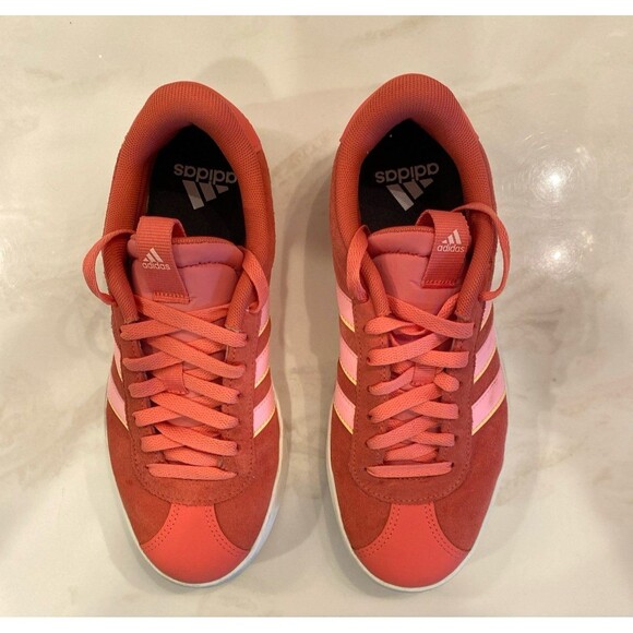 Adidas VL Court 3.0 Sneaker Rust /Pink Size 7.5 Tennis Shoe T-Toe Design Lace Up - Picture 3 of 9